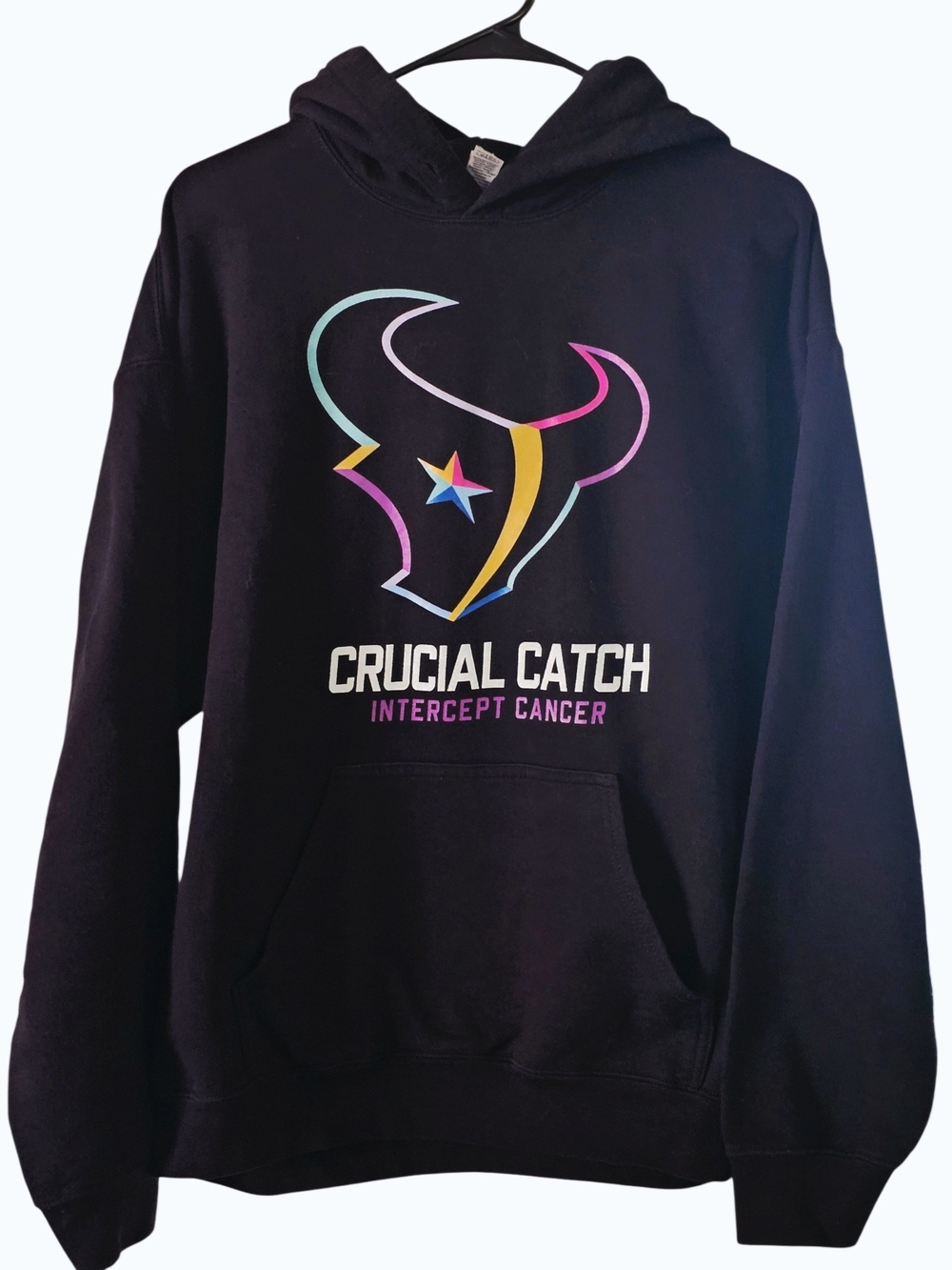 Houston Texans Crucial Catch "Intercept Cancer" Hoodie | Unisex Large